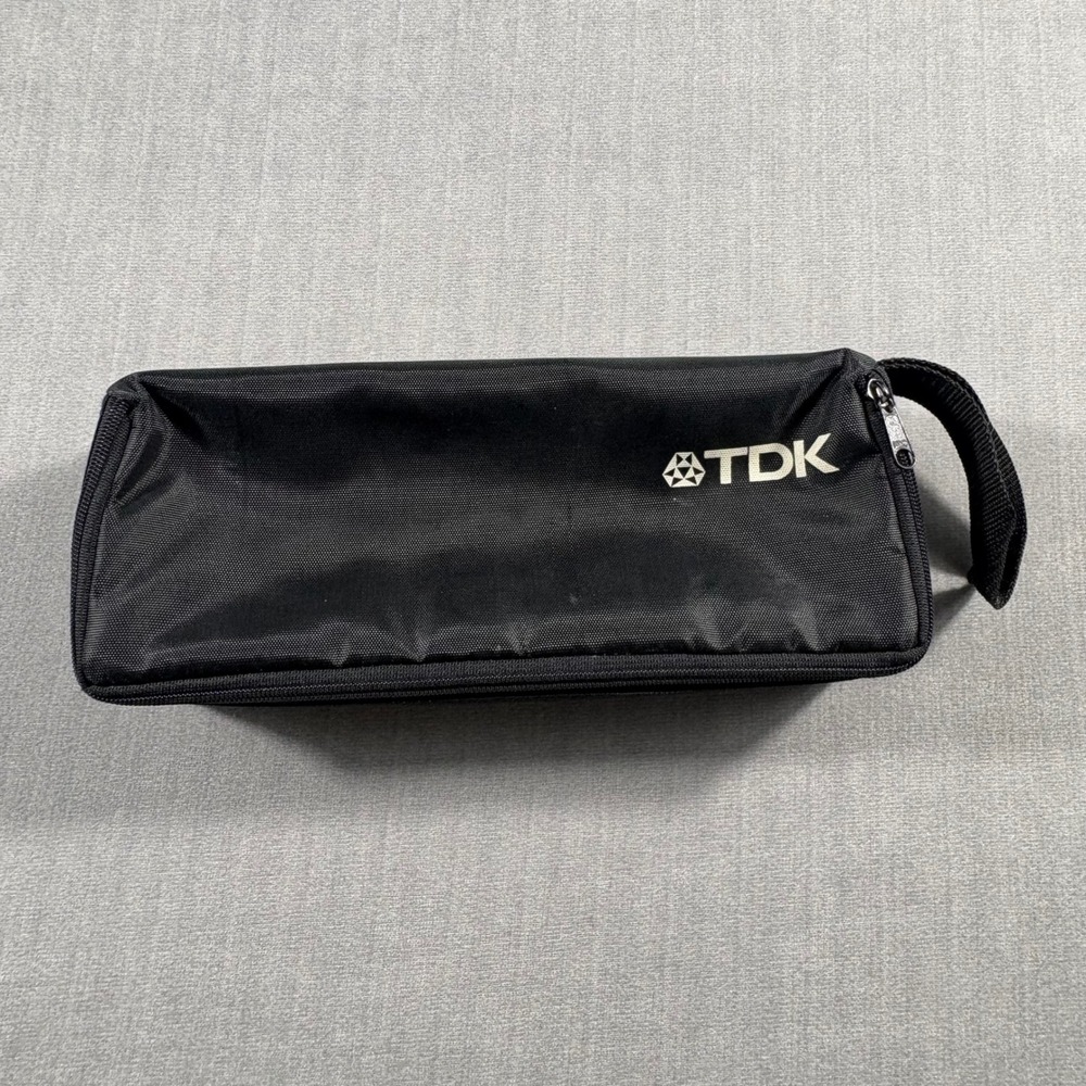 TDK Cassette Tape Case Black Storage Bag Vintage 15 Slot Organizer Music